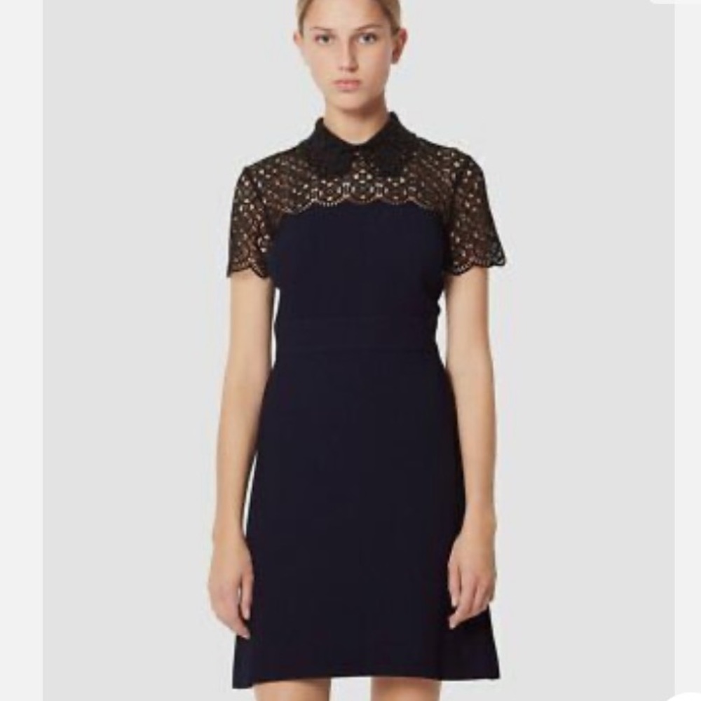 Sandro Iberia Embellished Lace Inset Dress